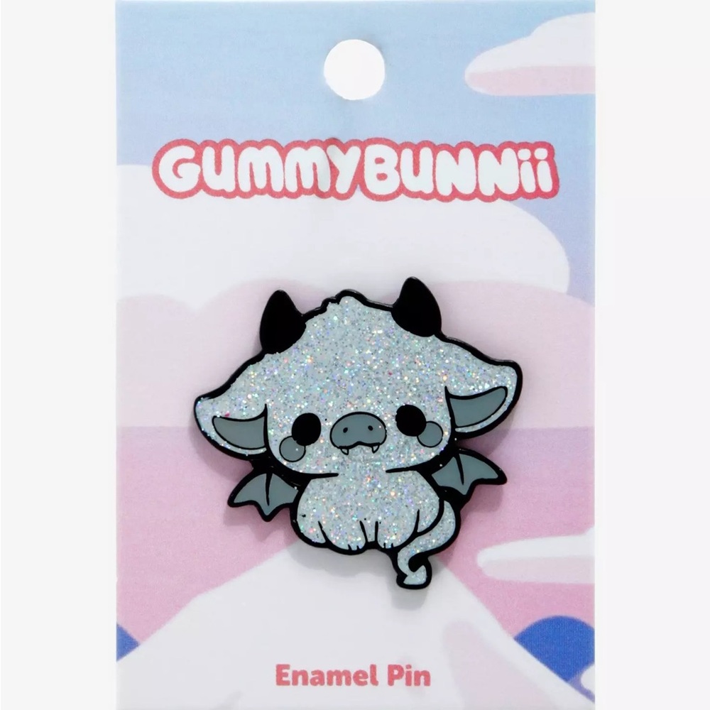 Glitter Bat‎ Cow Enamel Pin By Gummybunnii Hot Topic